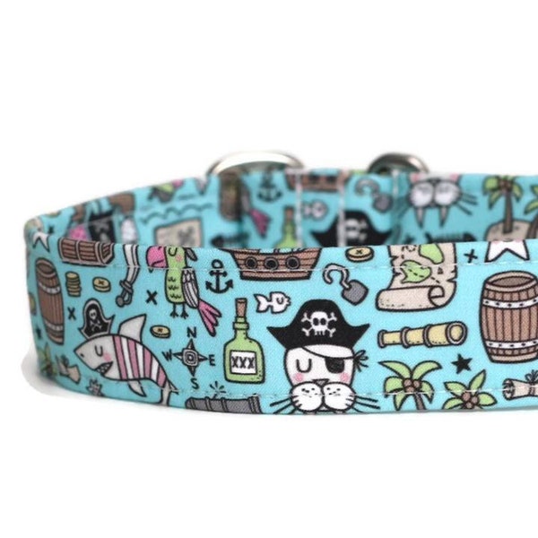 Pirates and the Sea Dog Collar - Custom Dog Collar -  Pet Accessories - Martingale