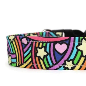 Rainbows and Stars Dog Collar - Custom Dog Collar - Breakaway Cat Collar