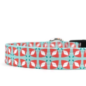 Aqua and Orange Geometric Collar Custom Dog Collar Breakaway Cat Collar image 1