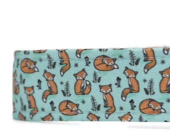 Mint Fox Print Dog Collar: Custom Pet Collar