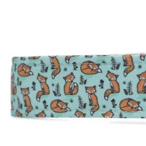 Mini Foxes on Mint Dog Collar - Custom Dog Collar - Martingale - Pet Accessories - Designer Dog Collar - Cat Collar