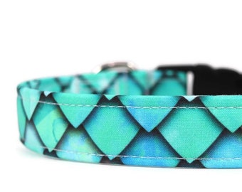 Blue Dragon Scales Dog Collar: Custom Cat Collar