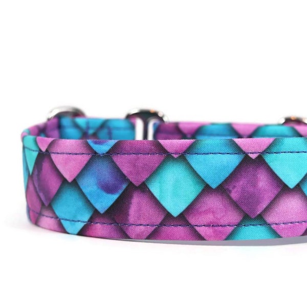 Purple, Pink, and Blue Dragon Scales Dog Collar - Custom Dog Collar - Breakaway Cat Collar