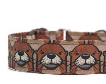 Otter Love Dog Collar: Custom Cotton Martingale Collar