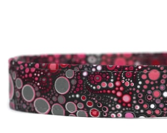 Pink Bubbles Dog Collar – Handmade Cotton Martingale or Buckle, Cat Collar Option