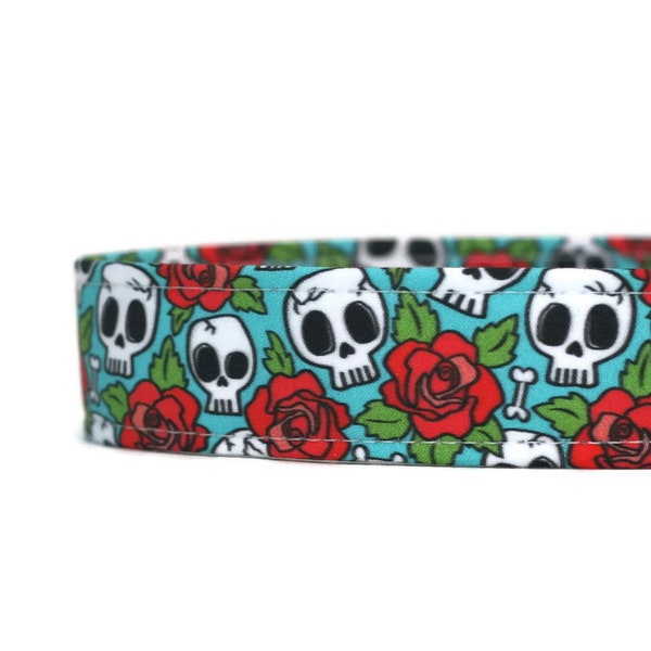 Skulls 'n Roses Dog Collar - Custom Dog Collar - Martingale Dog Collar - Pet Accessories - Designer Dog Collar -