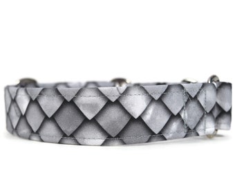 Silvery Dragon Dragon Scales Dog Collar - Custom Dog Collar - Breakaway Cat Collar