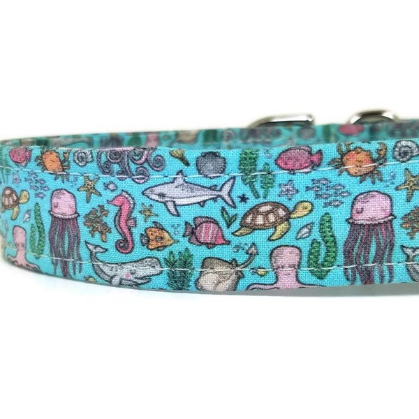 Under the Sea Dog Collar - Custom Dog Collar - Martingale - Pet Accessories - Designer Dog Collar - Cat Collar