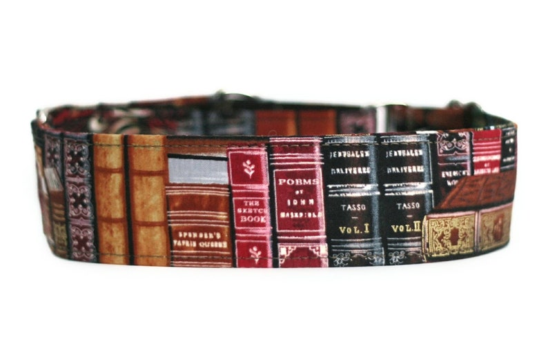 Old Books Dog Collar / Custom Dog Collar / Martingale Dog Collar image 1