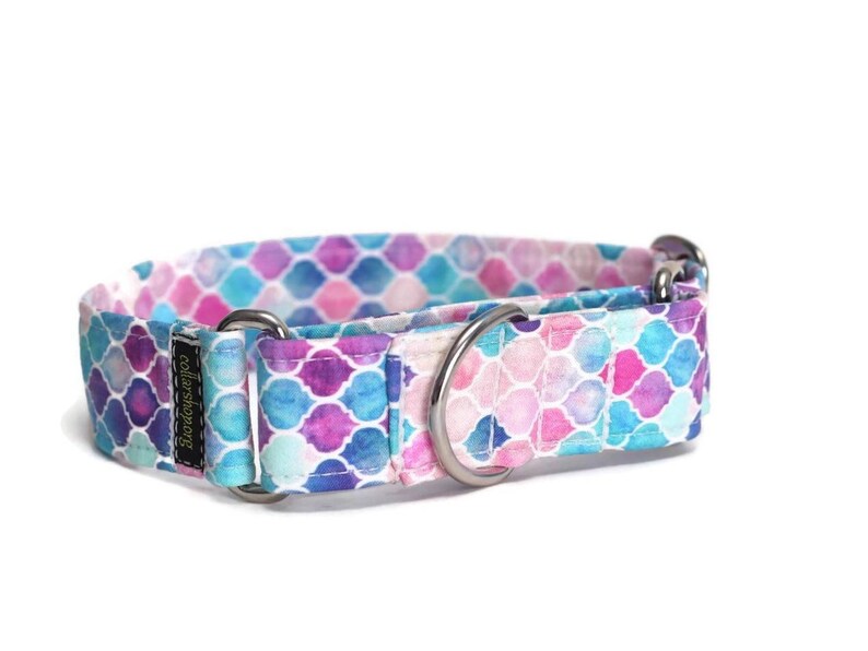 Pastel Moroccan Tiles Dog Collar Custom Dog Collar Cat Collar Pet Accessories image 2