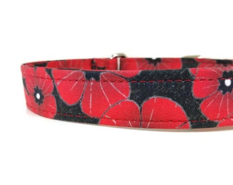 Poppy Love Dog Collar: Designer Cotton Pet Collar