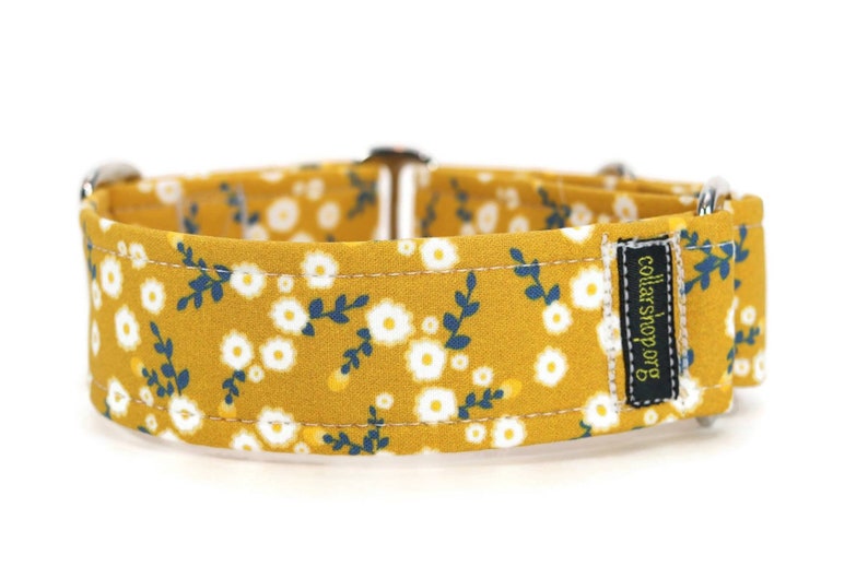 Dainty Flowers on Yellow Dog Collar Custom Dog Collar Etsy