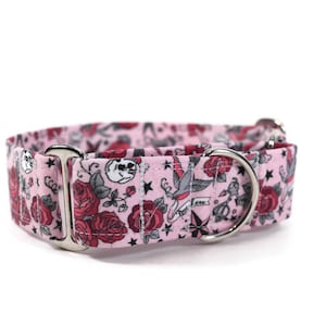 Old School Tattoos on Pink Dog Collar Custom Dog Collar Pet Accessories image 3