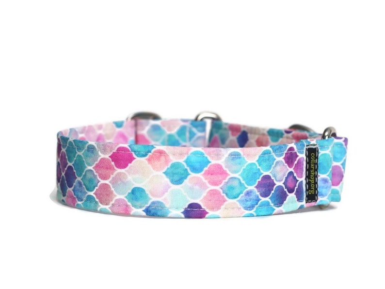 Pastel Moroccan Tiles Dog Collar Custom Dog Collar Cat Collar Pet Accessories image 1