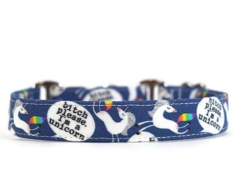 Bitchy Unicorns Dog Collar - Custom Dog Collar - Martingale Dog Collar - Pet Accessories