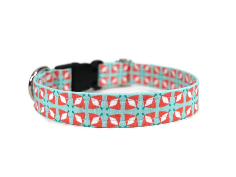 Aqua and Orange Geometric Collar Custom Dog Collar Breakaway Cat Collar image 3