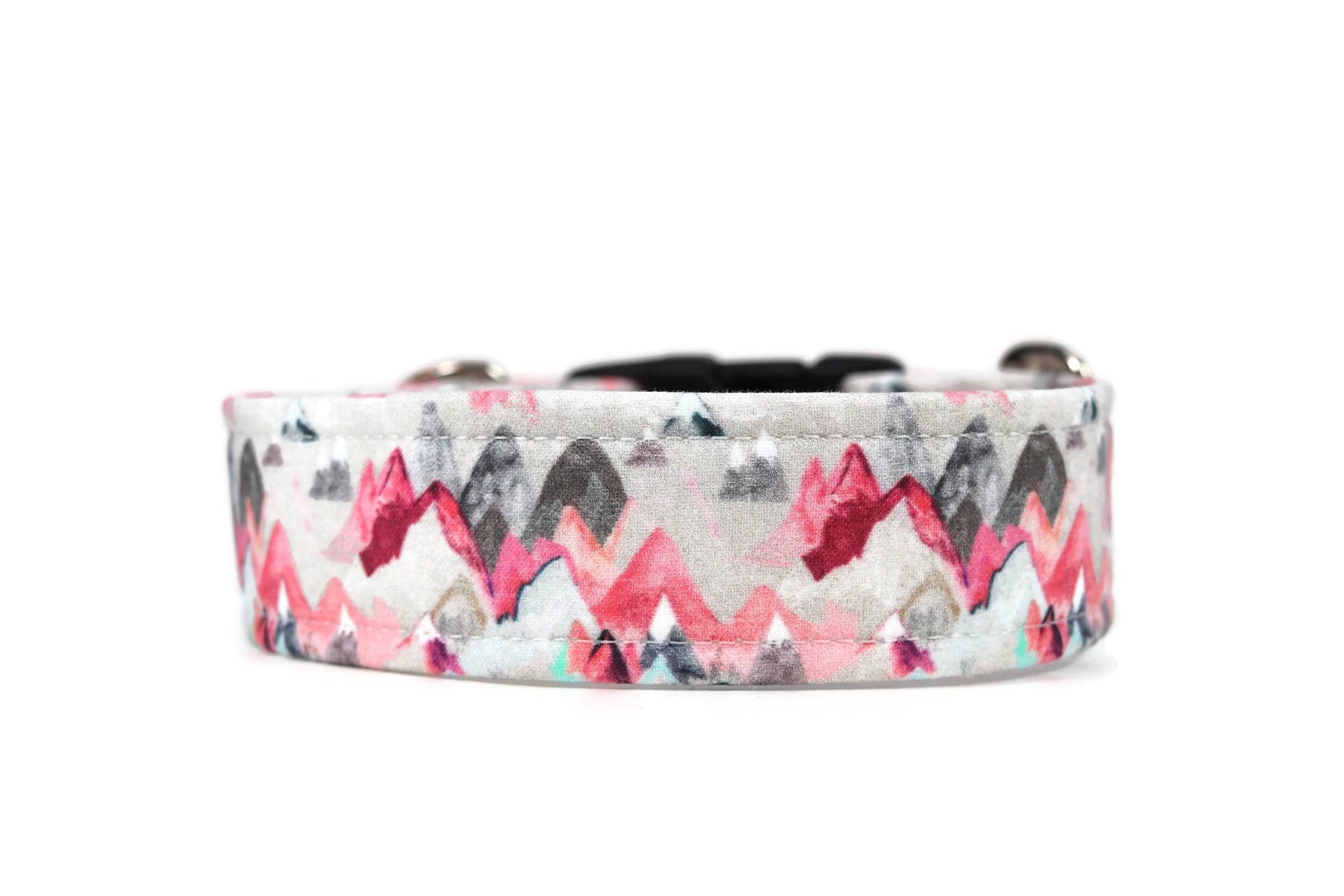 Pink Snowy Mountains Dog Collar - Custom Dog Collar - Martingale - Pet Accessories - Designer Dog Collar - Cat Collar