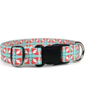 Aqua and Orange Geometric Collar Custom Dog Collar Breakaway Cat Collar image 2