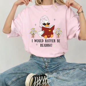 Camiseta "Preferiría estar leyendo", camiseta para amantes de los libros, camiseta "Pato leyendo", camiseta para lectores introvertidos, regalo para ratones de biblioteca, camiseta para bibliotecarios