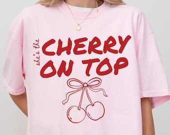 Comfort Colors® Cherry on Top Baby Shower Tee-Pregnancy Reveal Shirt-Rainbow Baby Announcement-Expecting Parents Gift-Summer Pregnancy Tee
