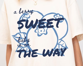 A Berry Sweet Baby-Pregnancy Reveal Shirt-Rainbow Baby Announcement Gift-New Mom to be Gift-Blueberry Baby Shower Gift-Summer Pregnancy Tee