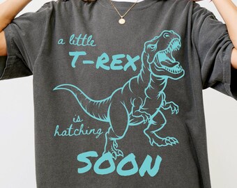 Comfort Colors® Hatching Soon-Dinosaur Baby Shower-Pregnancy Reveal Shirt-Rainbow Baby Announcement-Expecting Mom Gift-Summer Pregnancy Tee