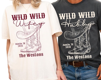 Comfort Colors® Honeymoon Outfit-Custom Mr Mrs Shirt-Wild Wild Wife Shirt-Newlywed Gift-Minimal Wedding After Party Shirt-Just Married Tee
