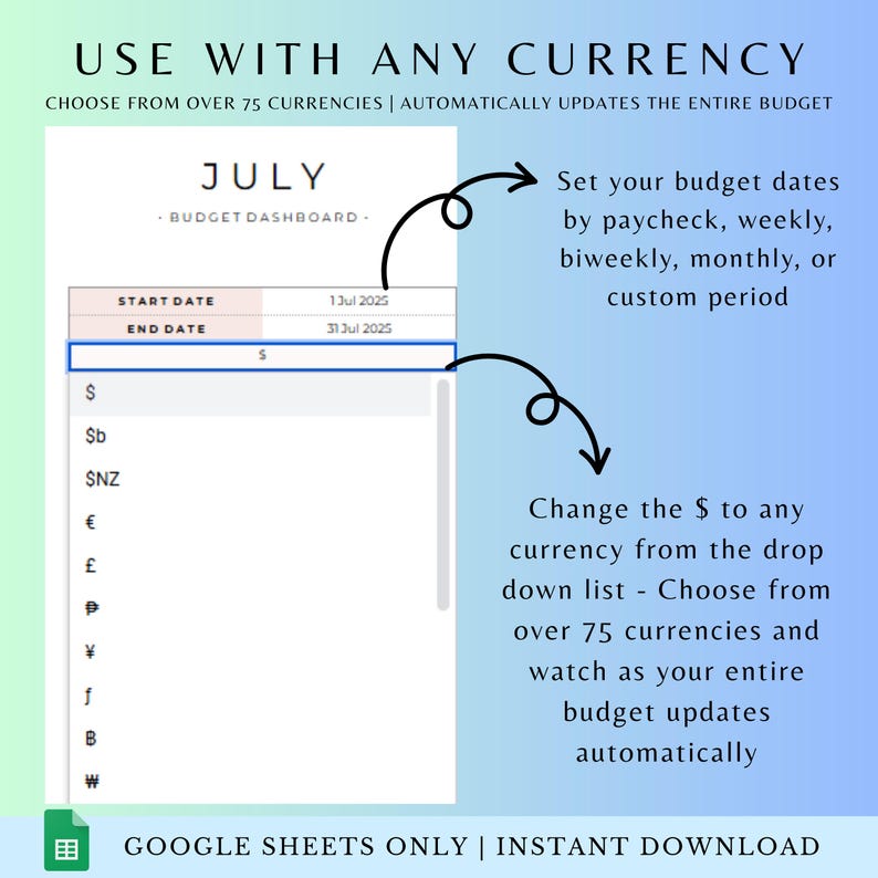 2025 ADHD Adult Digital Budget Planner Google Sheets Monthly Bill Tracker Personal Income Expense  Weekly Paycheck Journal Debt Payoff Tool