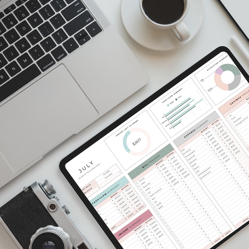 ADHD Adult Digital Budget Planner Google Sheets Monthly Bill Tracker Personal Income Expense  Weekly Paycheck Journal Debt Payoff Tool 2025