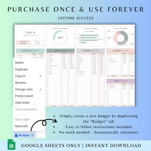 2025 ADHD Adult Digital Budget Planner Google Sheets Monthly Bill Tracker Personal Income Expense  Weekly Paycheck Journal Debt Payoff Tool