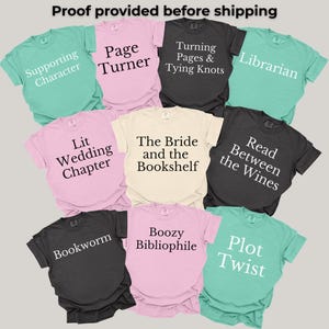 Custom Bookish Bachelorette Party T-Shirt Book Club Bach Party Favorite Book Exchange Shirt Gift for Bookish Bach Bride to Be Book Crawl Tee