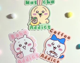 Chiikawa Cafe Stickers | Matcha Boba Coffee, Waterproof Die-Cut Vinyl