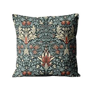 William Morris Snakeshead Cushion Cover: Arts & Crafts Linen Pillow