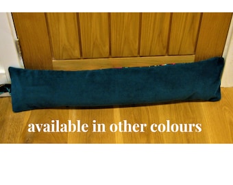 Draught excluder, personalised velvet door stopper, velvet draft stopper, velvet window draught dodger.