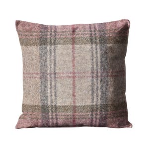 Abraham Moon Stroud, Heather, 100% wool plaid, checked, tartan cushion cover.