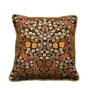 Sanderson William Morris, Blackthorn, Arts and Crafts, brown, cream, mid 60s vintage fabric cushion cover, throw pillow cover, home decor.