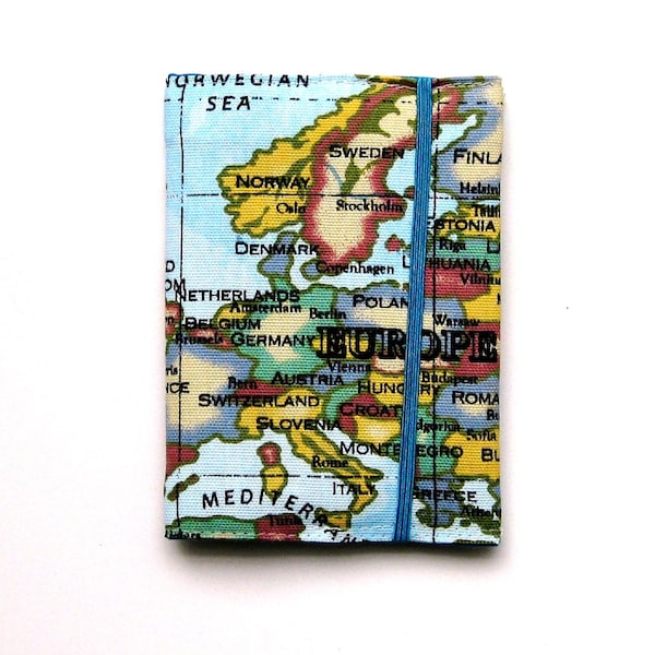 Passport cover, passport holder, passport sleeve or iPhone holder, cellphone cover, world map fabric .