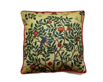 William Morris Kelmscott Tree Cushion Cover: Arts & Crafts Linen Pillow