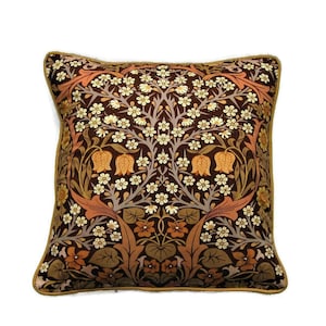 William Morris, Blackthorn, Arts and Crafts, brown, cream, mid 60s vintage fabric cushion cover, throw pillow cover, home decor.