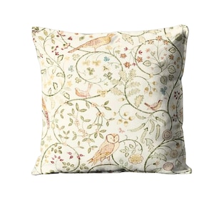 William Morris, Newill, Arts and Crafts, Chintz, cream green and blue, cotton linen blend cushion cover, throw pillow cover, home decor.