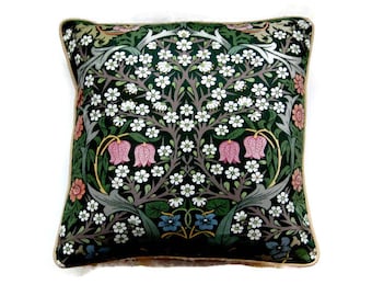 Sanderson William Morris Blackthorn Arts and Crafts green, pink, mid 60s vintage cotton cushion cover, throw pillow cover, home decor 18 in.