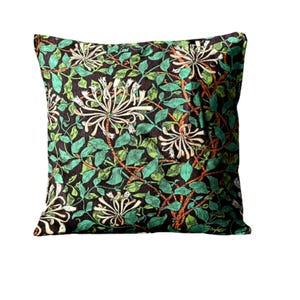 William Morris Honeysuckle Cushion Cover: Linen Union Throw Pillow
