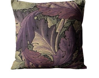 William Morris, Acanthus, Tapestry, Arts and Crafts, Grape  /  Heather, woven heavy cotton cushion cover, throw pillow cover, home decor.