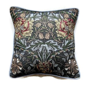 Vintage William Morris Linen Cushion Cover: Honeysuckle & Tulip Design