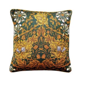 William Morris Honeysuckle Tulip Cushion Cover: Arts and Crafts Pillow, 18x18 in