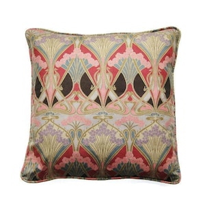 Tela Liberty "Ianthe", diseño Art Nouveau de principios de los 80, funda de cojín rosa, gris y lila, funda de almohada, decoración para el hogar. imagen 1