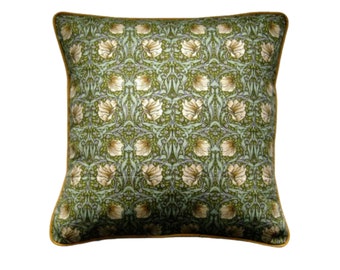 William Morris "Pimpernel"  late 90s vintage fabric, Arts and Crafts, green, beige, brown cushion cover, throw pillow cover, home decor.