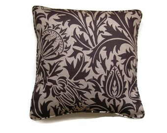 Morris and Co. William Morris's Thistle Arts and Crafts, brown, beige linen cushion cover, throw pillow cover, home decor 16 x 16 inches.