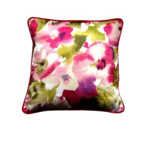 Cushion cover, Sanderson &quot;Varese&quot;, dark pink, hot pink, purple, apple green painterly floral print cotton throw pillow cover, home decor.