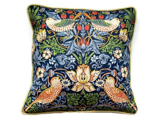 strawberry thief cushion red